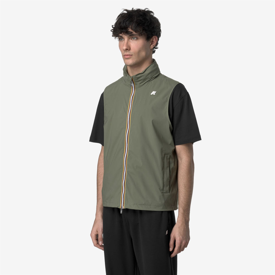 VALEN STRETCH NYLON JERSEY - Jackets - Vest - MAN - GREEN LICHEN